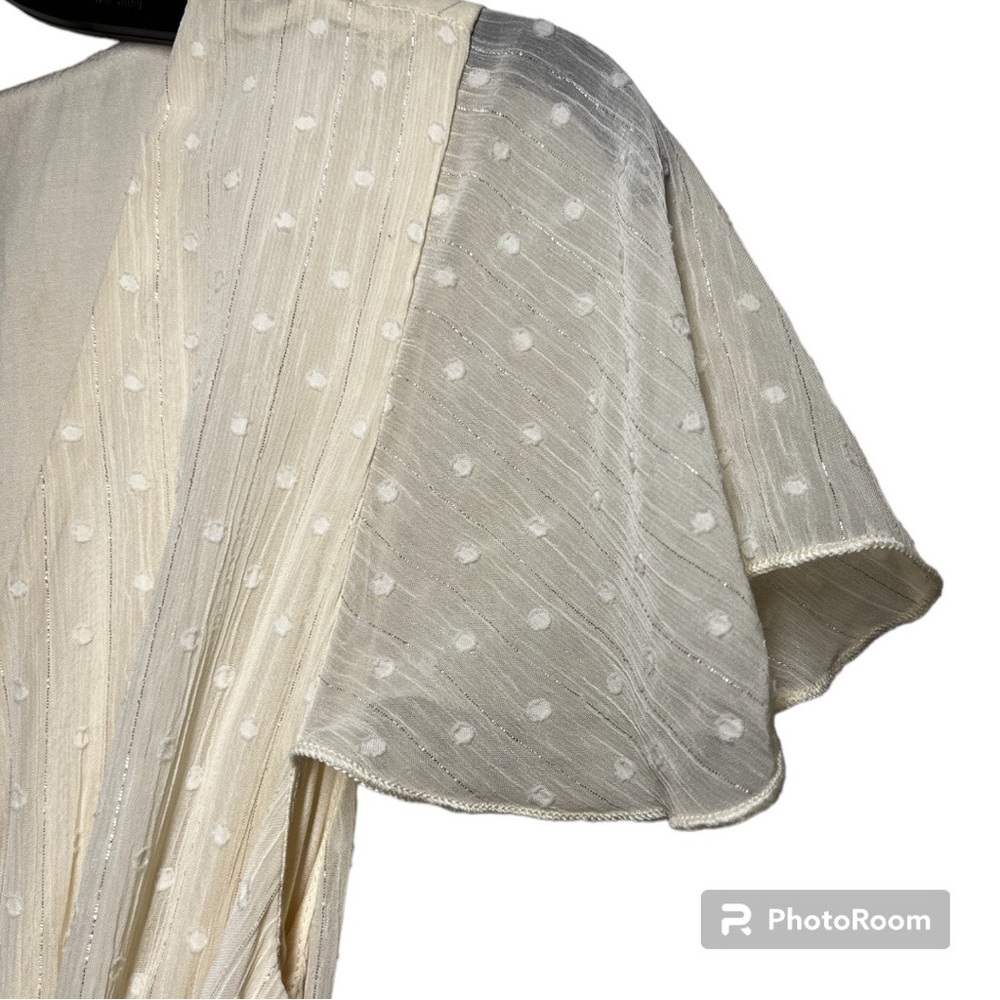 Lulu’s NWT Cream Dotted Ruffled Wrap Midi Dress - S - Picture 7 of 11